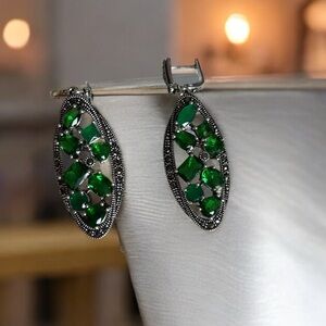 Stunning Silver and Green Earrings